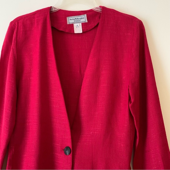Norton McNaughton Jackets & Blazers - NORTON MCNAUGHTON. Red jacket, cropped. Button closure. Perfect for even…